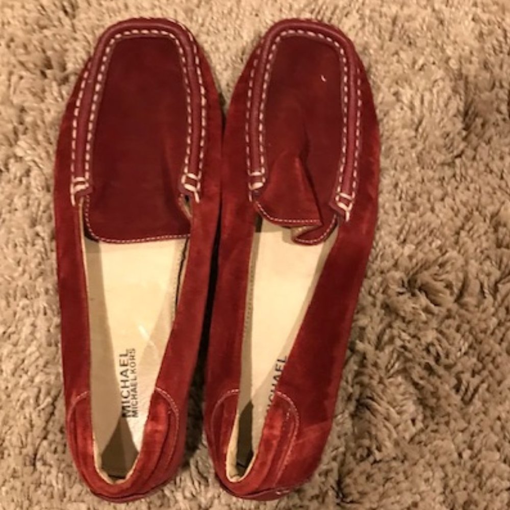 Maroon Suede Driving Moccasins by Michael Kors, 7M